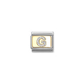 Nomination COMPOSABLE CLASSIC GLITZER-BUCHSTABEN Element aus Edelstahl, mit Emaille und 18kt Gelbgold verziert (07_G)